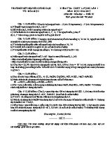 Kiểm tra chất lượng lần 1 năm học 1016 - 2017 môn thi Hóa học  Khối 10 trường THPT Nguyễn Đăng Đạo
